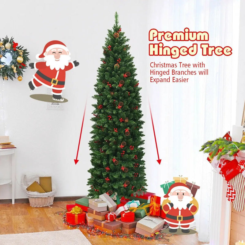 6.5 Feet Pre-lit Hinged Pencil Christmas Tree by DirectDeals