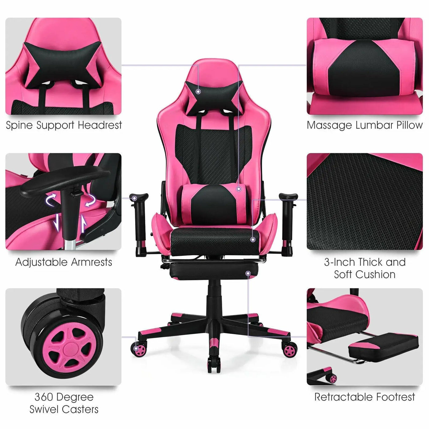 PU Leather Gaming Chair with USB Massage by DirectDeals