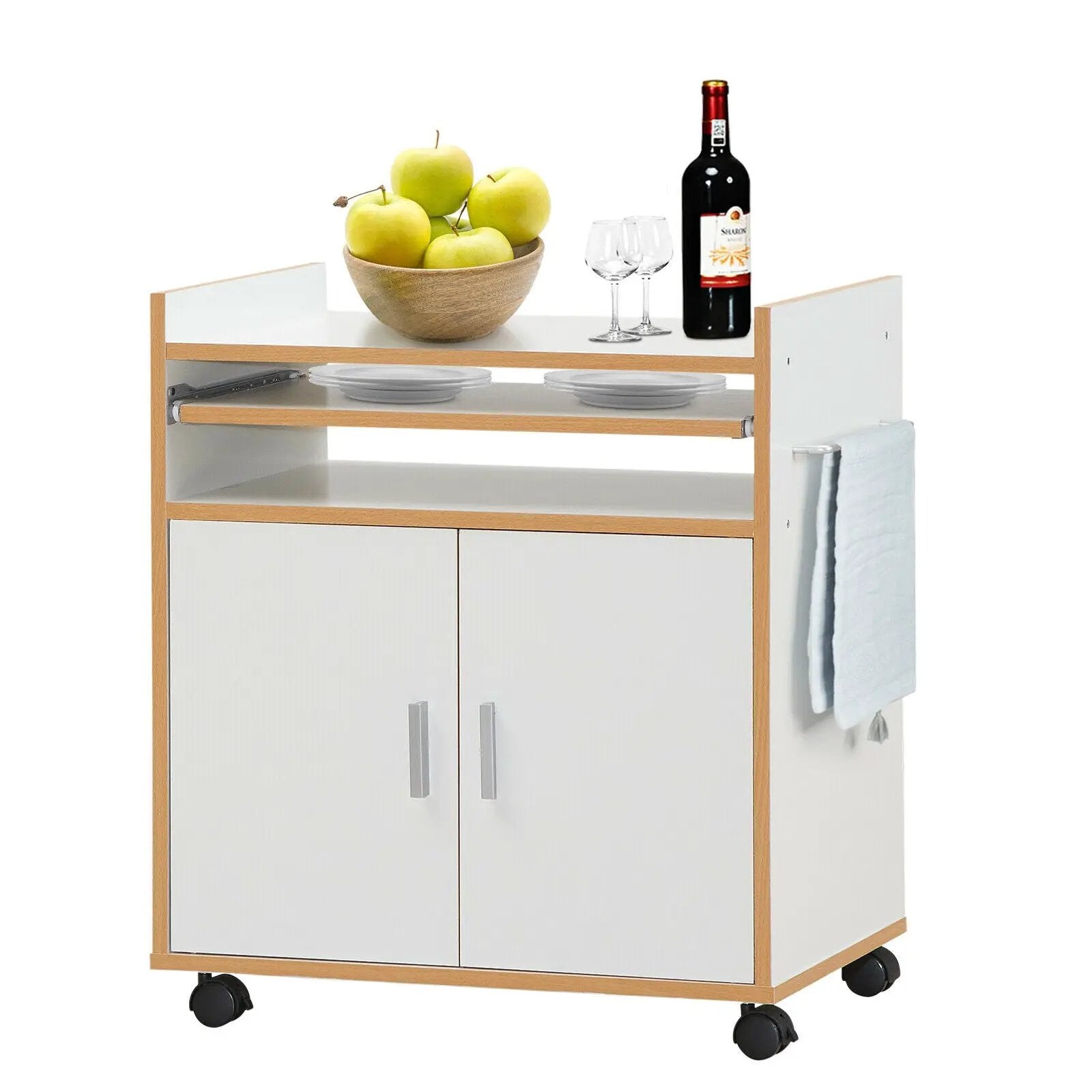 Kitchen Island on Wheels with Removable Shelf and Towel Rack by DirectDeals