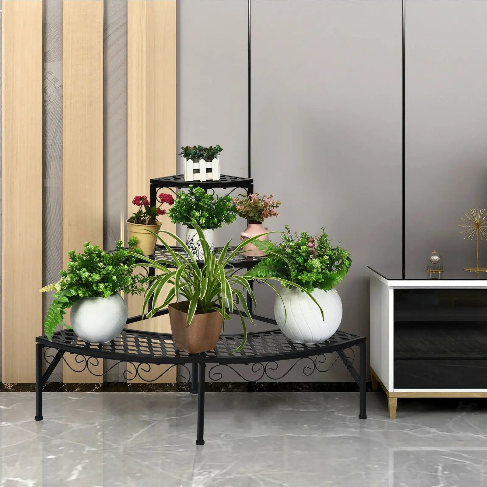 3 Tier Metal Corner Plant Display Rack by DirectDeals