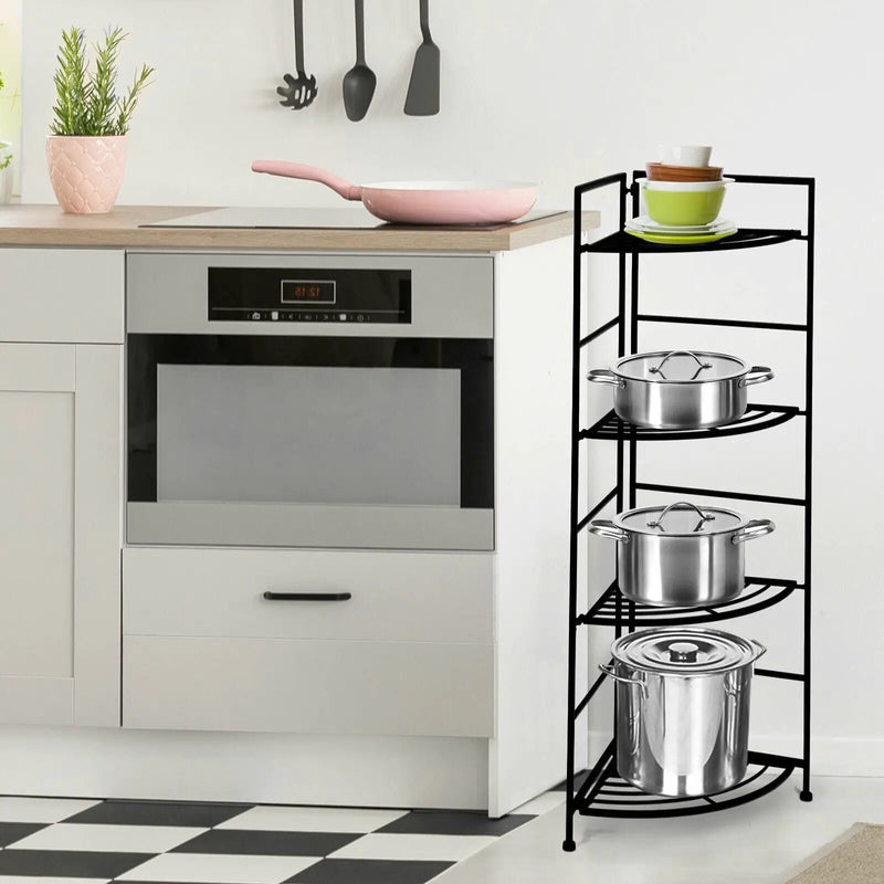 4 Tier Folding Metal Shelf Plant Stand Storage Open Shelf Corner Display Rack by DirectDeals