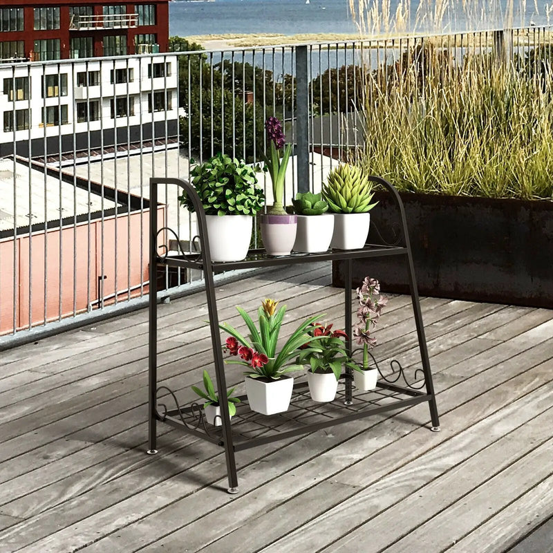 2-tier Patio Metal Plant Stand by DirectDeals