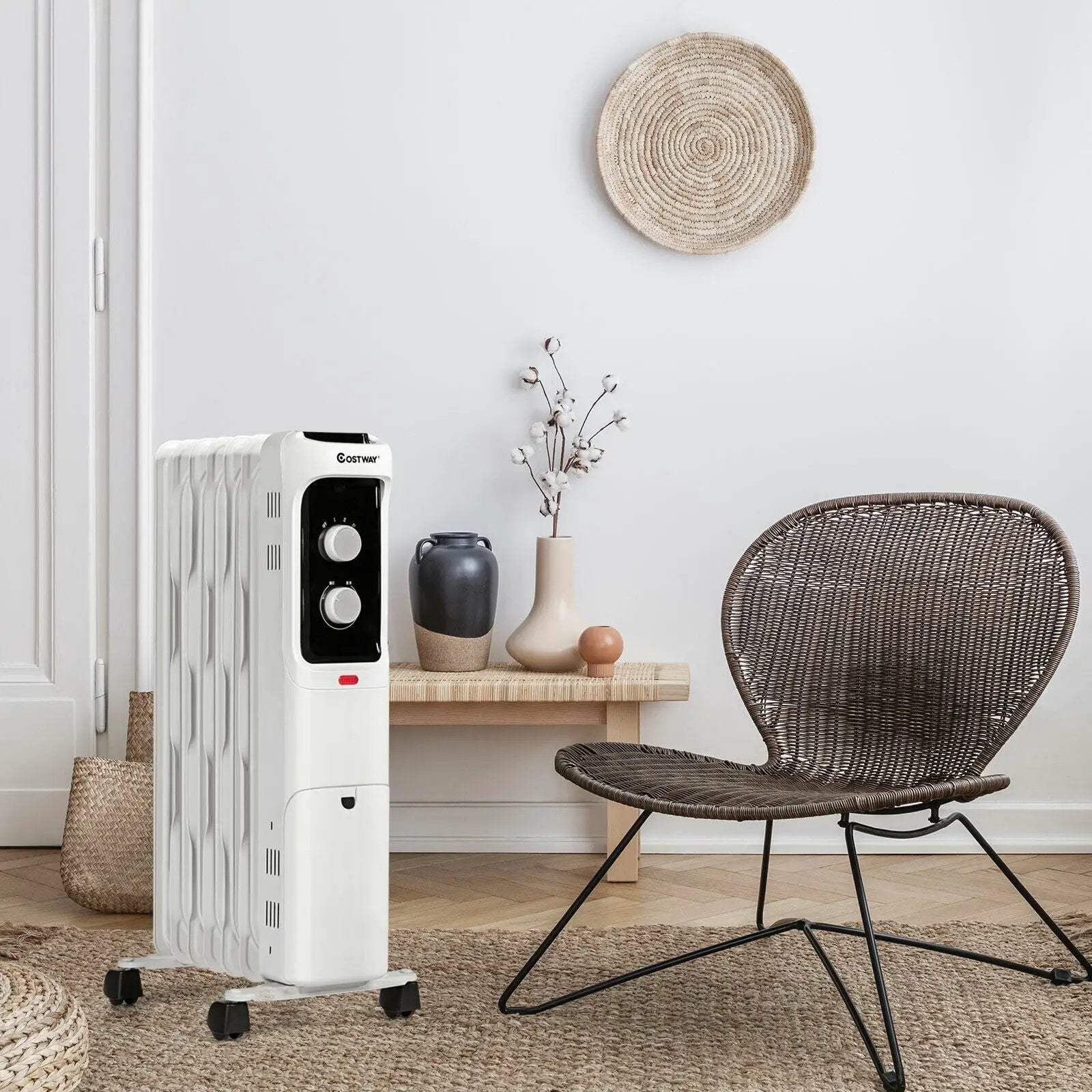 1500W Oil Filled Portable Radiator Space Heater with Adjustable Thermostat by DirectDeals
