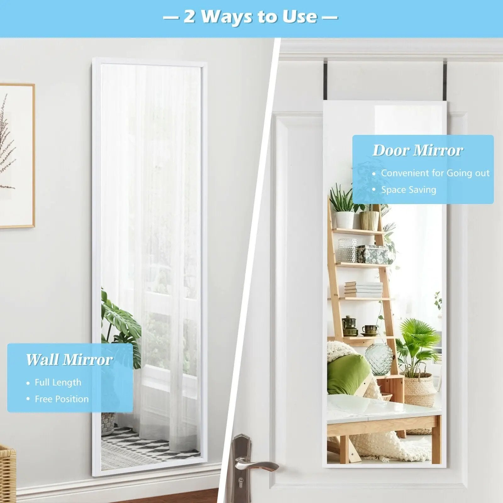 Full Length Metal Door Mirror with Adjustable Hook by DirectDeals