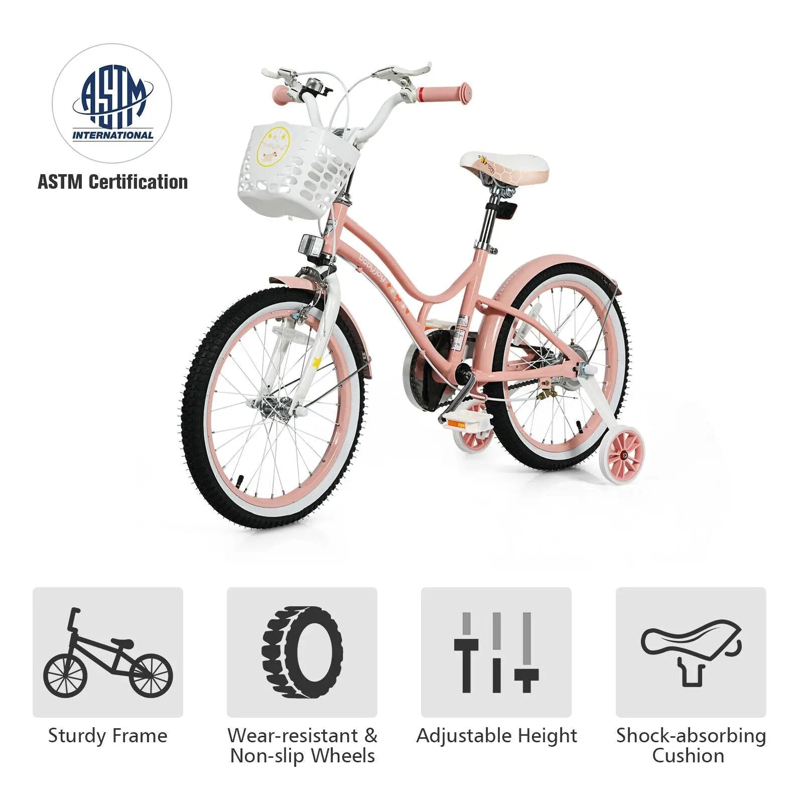 18 Inch Kids Adjustable Bike by DirectDeals