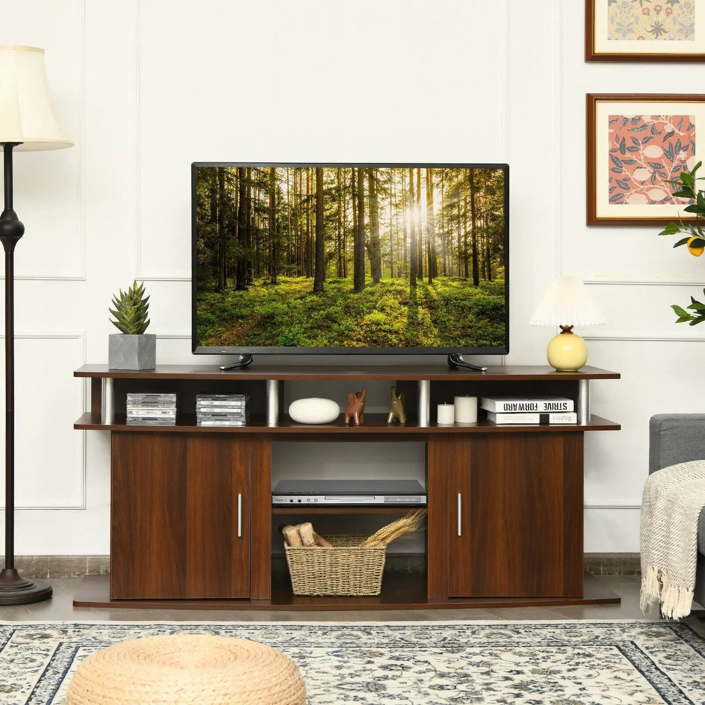 63 Inch TV Entertainment Console Center with 2 Cabinets by DirectDeals