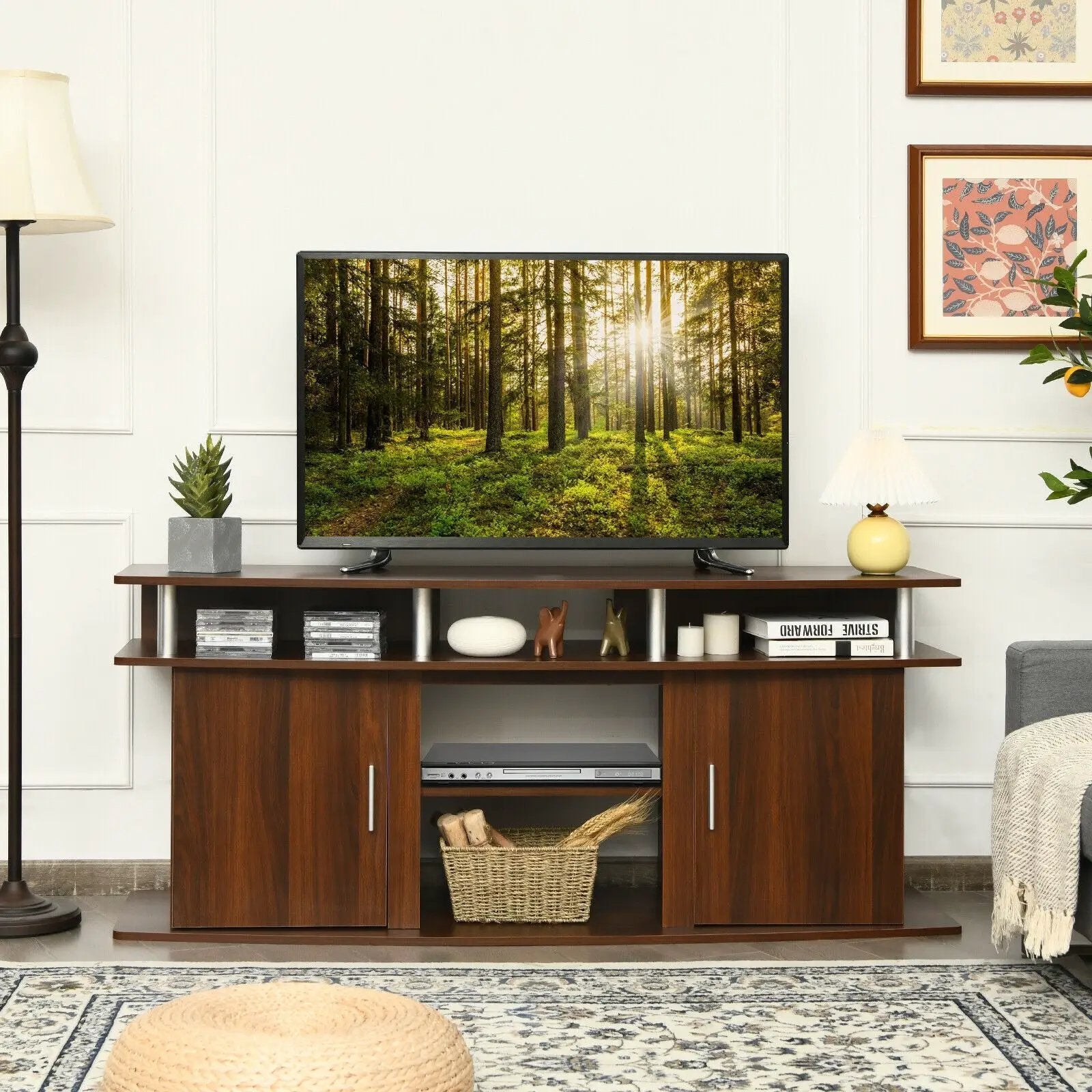 63 Inch TV Entertainment Console Center with 2 Cabinets by DirectDeals