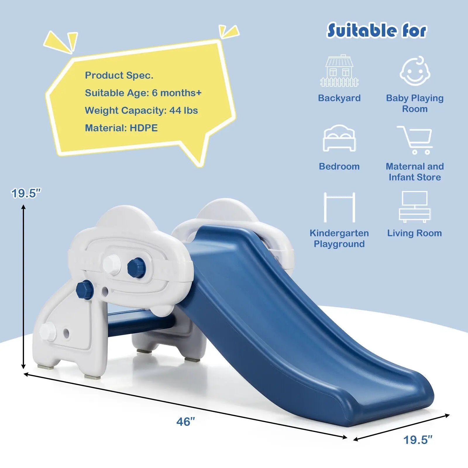Freestanding Baby Mini Play Climber Slide Set with HDPE anf Anti-Slip Foot Pads by DirectDeals