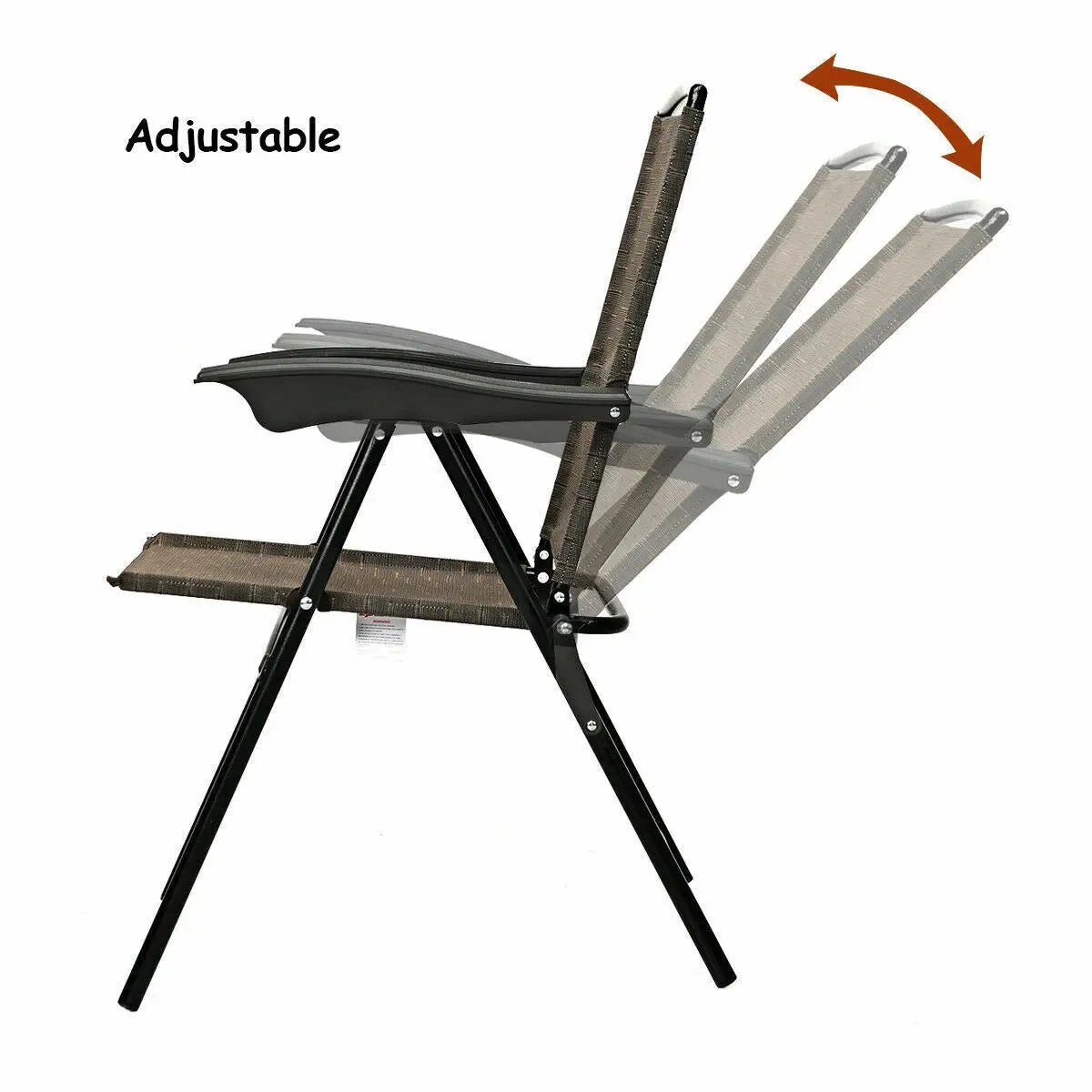 2 Pieces Folding Sling Chairs with Smooth Armrests and Adjustable Back for Patio by DirectDeals