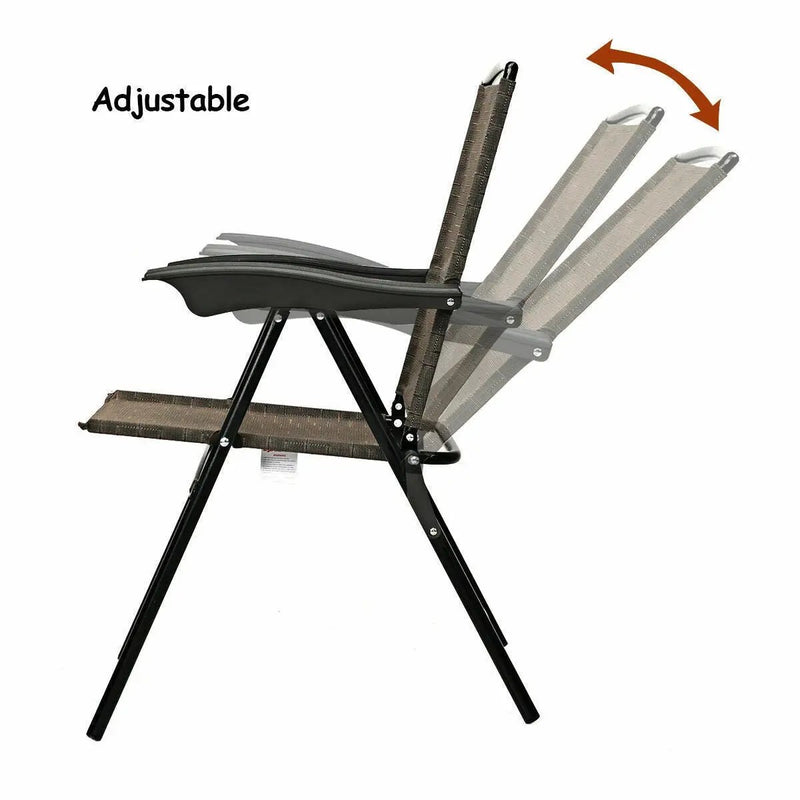 2 Pieces Folding Sling Chairs with Smooth Armrests and Adjustable Back for Patio by DirectDeals