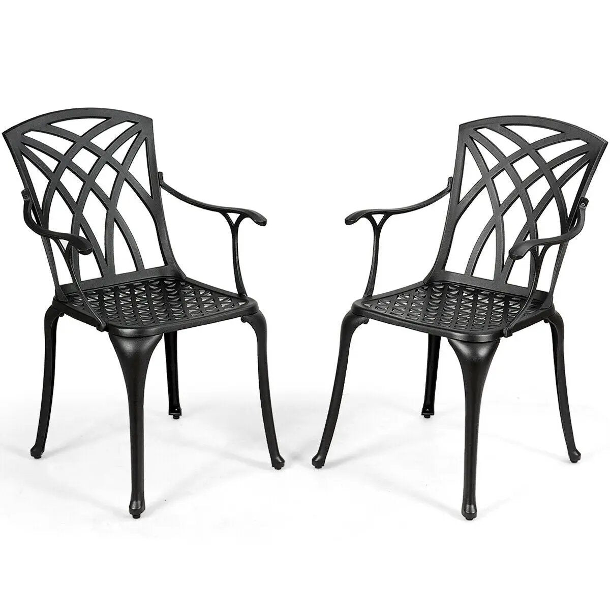 2 Pieces Durable Aluminum Dining Chairs Set with Armrests by DirectDeals