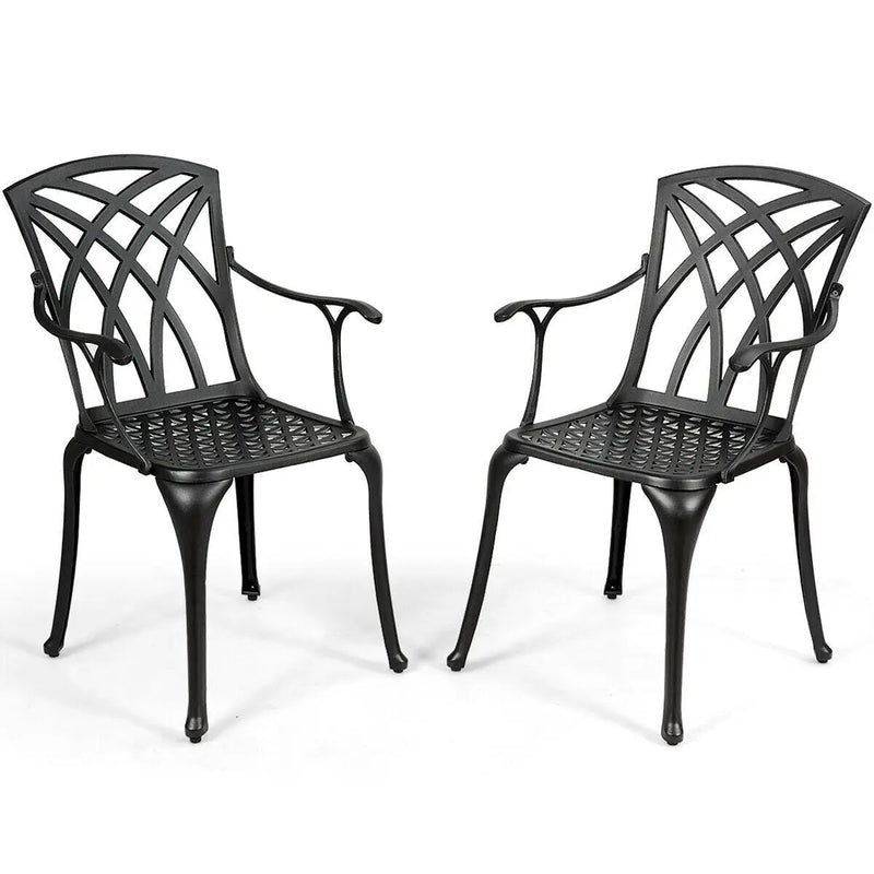 2 Pieces Durable Aluminum Dining Chairs Set with Armrests by DirectDeals