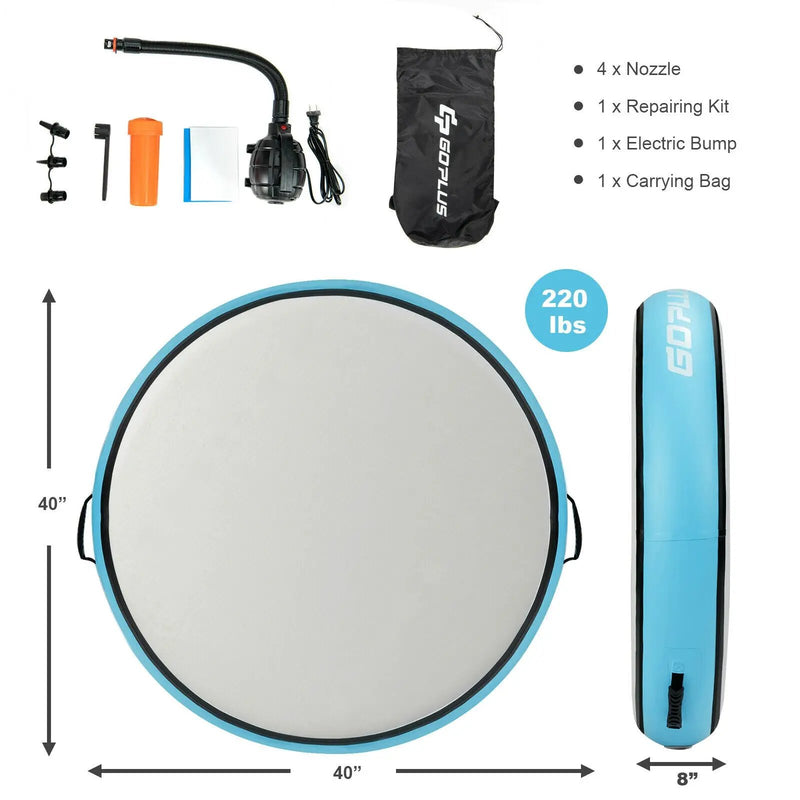 40 Inch Inflatable Round Gymnastic Mat with Electric Pump by DirectDeals
