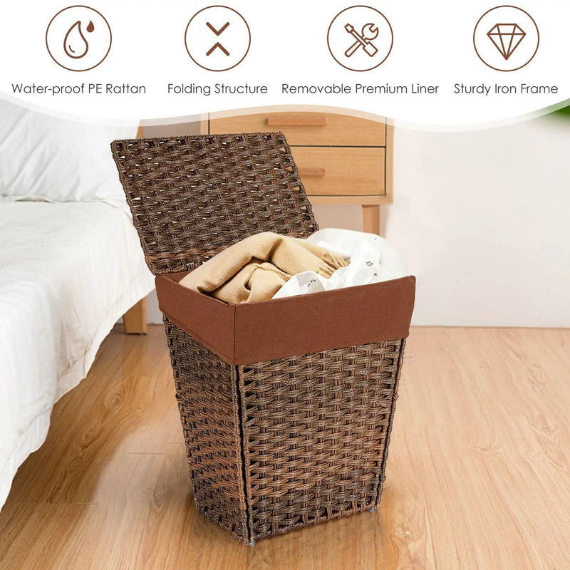 Foldable Handwoven Laundry Hamper with Removable Liner by DirectDeals
