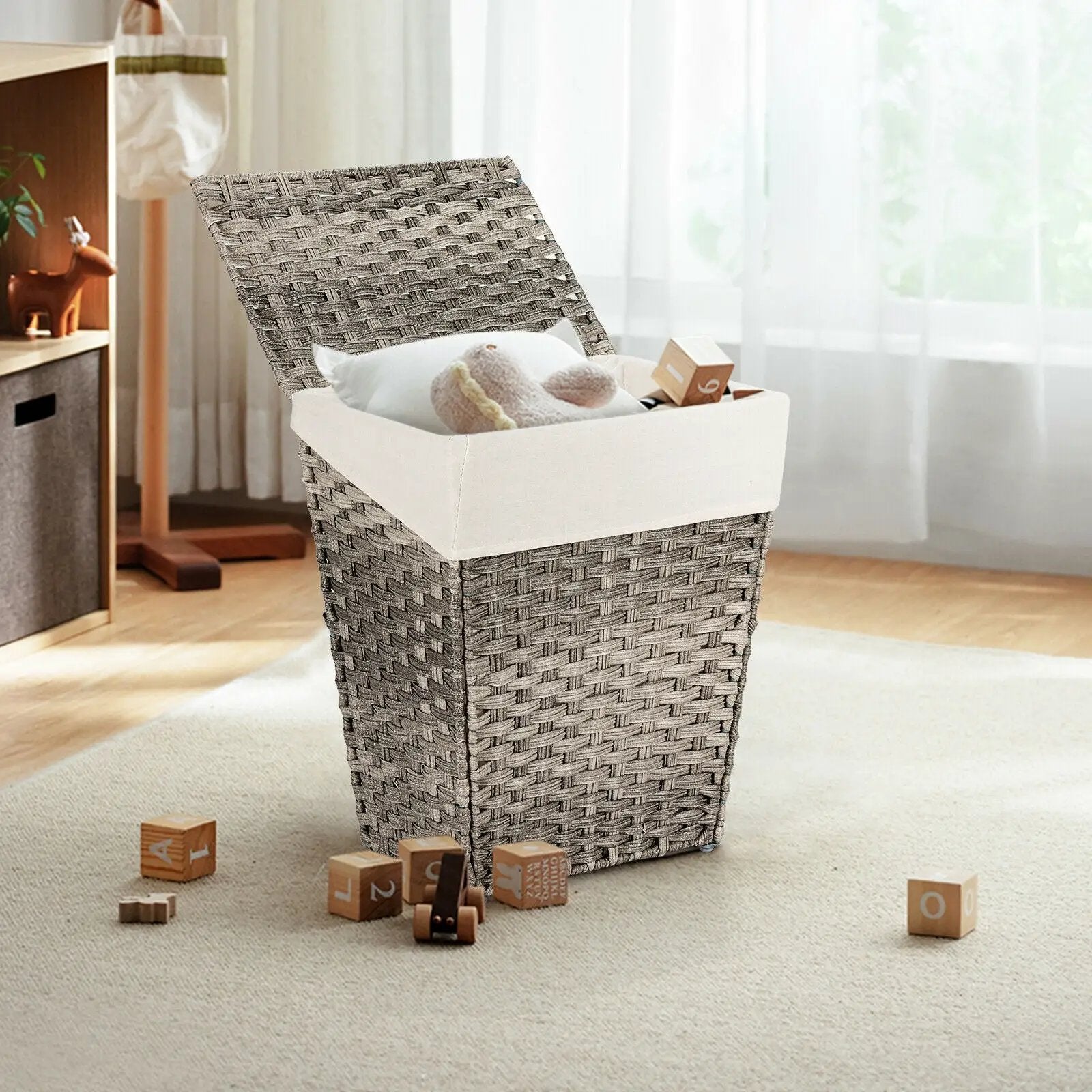 Foldable Handwoven Laundry Hamper with Removable Liner by DirectDeals