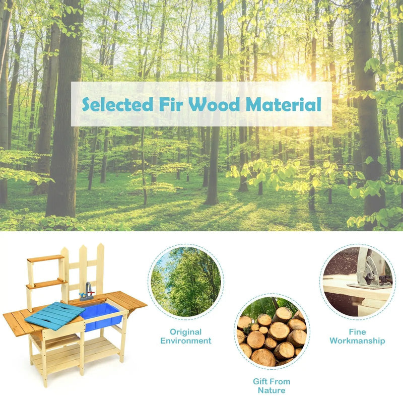 Kid's Outdoor Wooden Pretend Cook Kitchen Playset Toy by DirectDeals