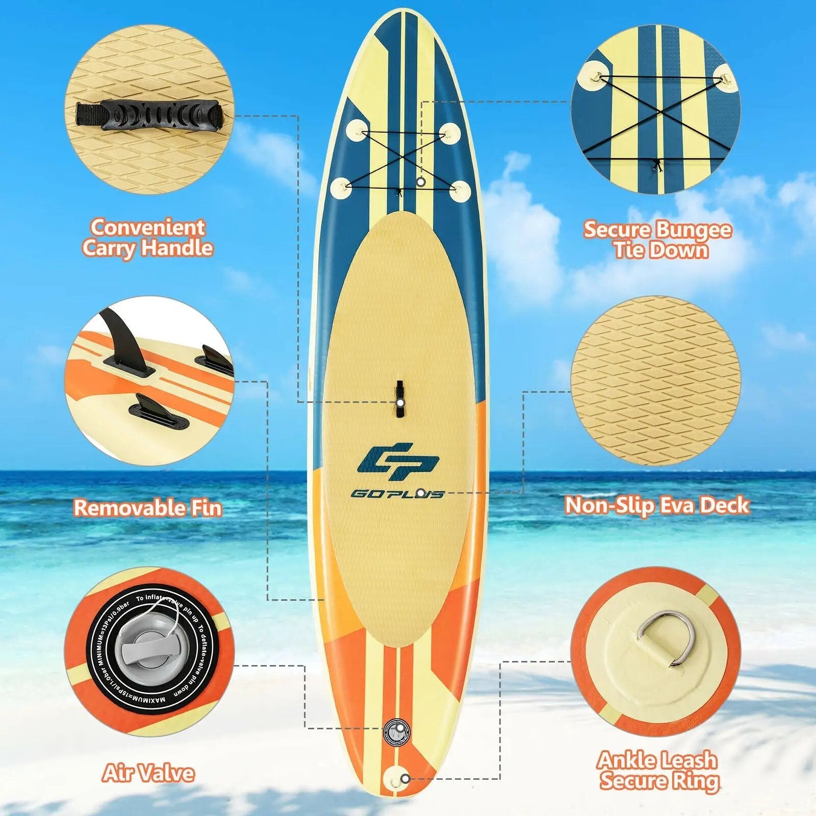 Inflatable Stand Up Paddle Board Surfboard with Bag Aluminum Paddle and Hand Pump by DirectDeals