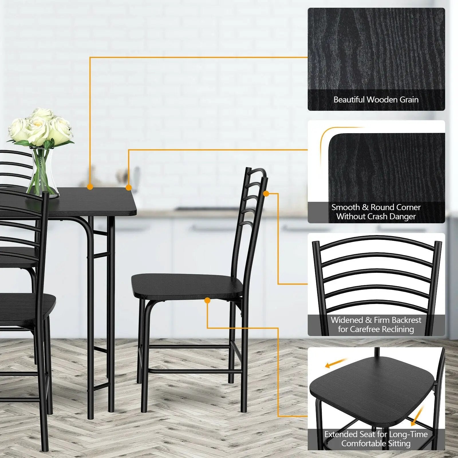 5 Pieces Wood Rectangular Dining Table Set by DirectDeals