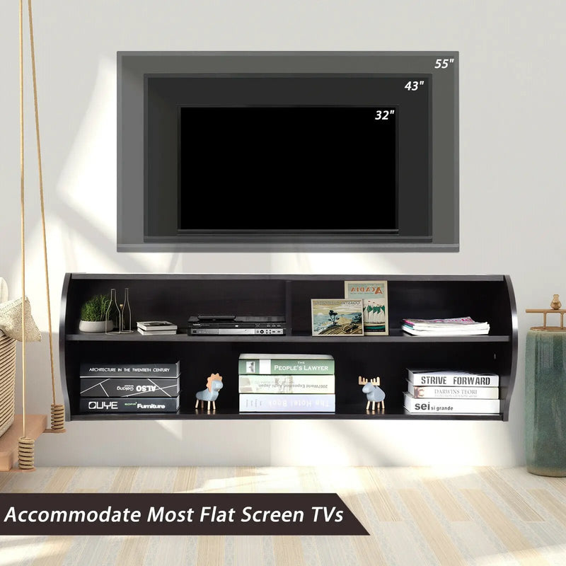 48.5 Inch 2 Tier Modern Wall Mounted Hanging Floating Shelf by DirectDeals