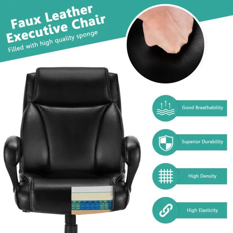 400 Pounds Big and Tall Adjustable High Back Leather Office Chair by DirectDeals