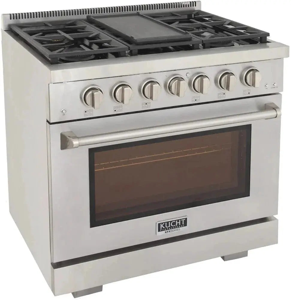 Kucht 36" Freestanding Professional Gas Range Liquid Propane KFX3600X/LP-S by Farmhouse Kitchen and Bath