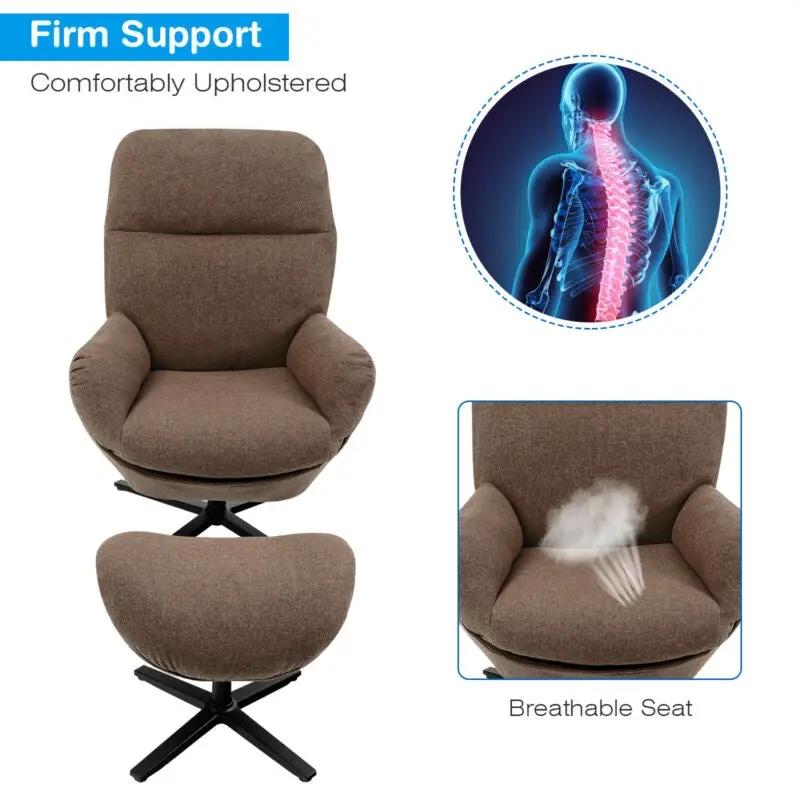 Upholstered Swivel Lounge Chair with Ottoman and Rocking Footstool by DirectDeals