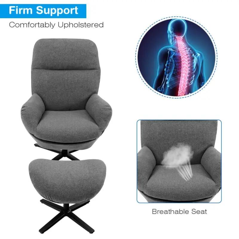 Upholstered Swivel Lounge Chair with Ottoman and Rocking Footstool by DirectDeals