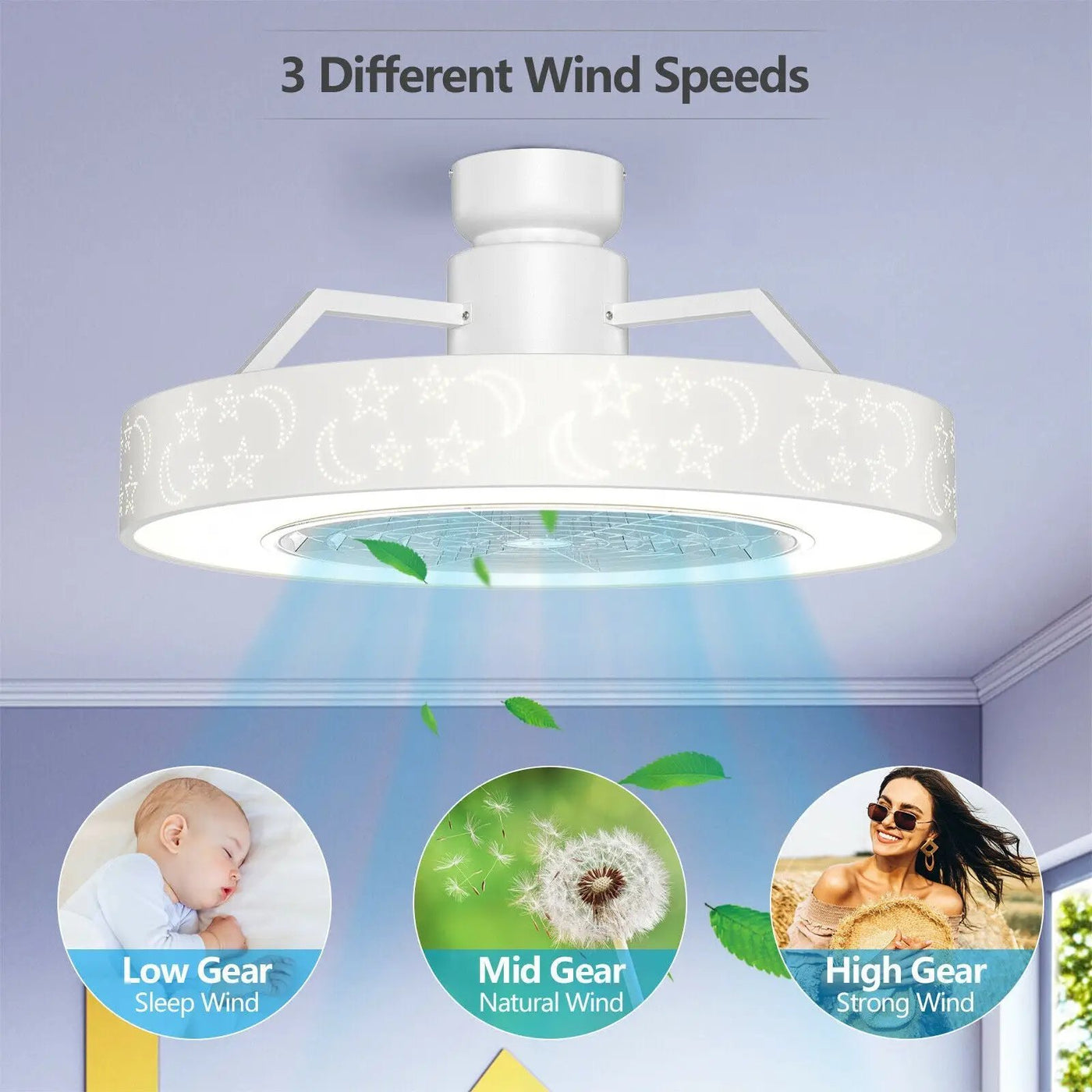 23 Inch Ceiling Fan with LED Light and Remote Control by DirectDeals