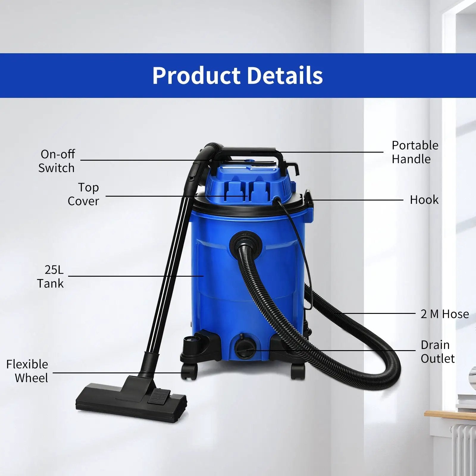 3 in 1 6.6 Gallon 4.8 Peak HP Wet Dry Vacuum Cleaner with Blower by DirectDeals