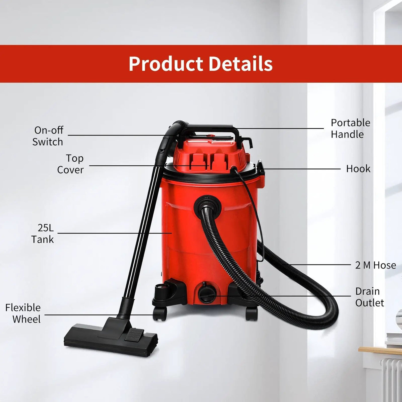 3 in 1 6.6 Gallon 4.8 Peak HP Wet Dry Vacuum Cleaner with Blower by DirectDeals