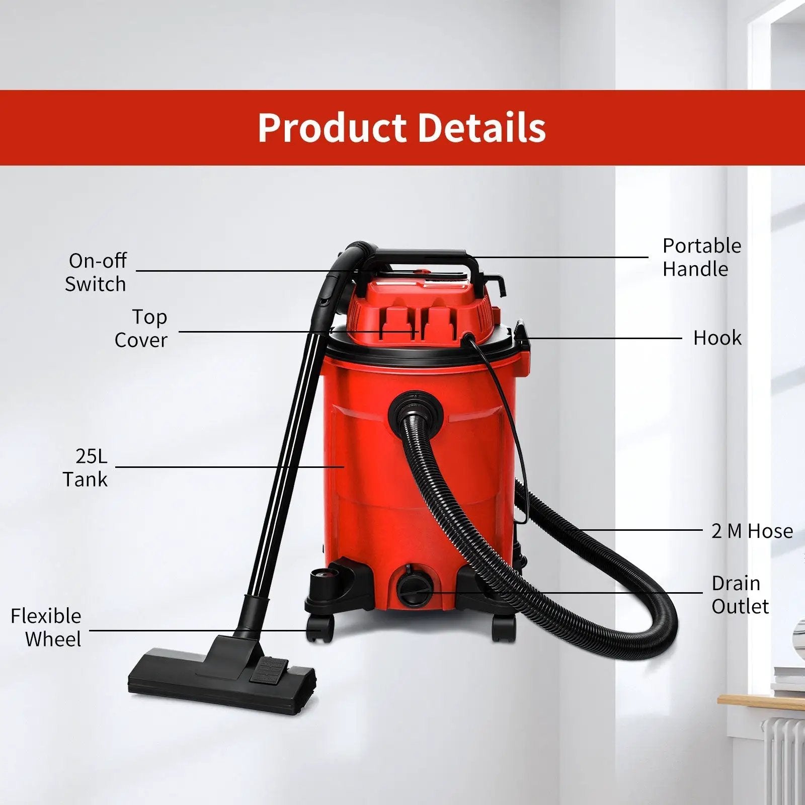 3 in 1 6.6 Gallon 4.8 Peak HP Wet Dry Vacuum Cleaner with Blower by DirectDeals