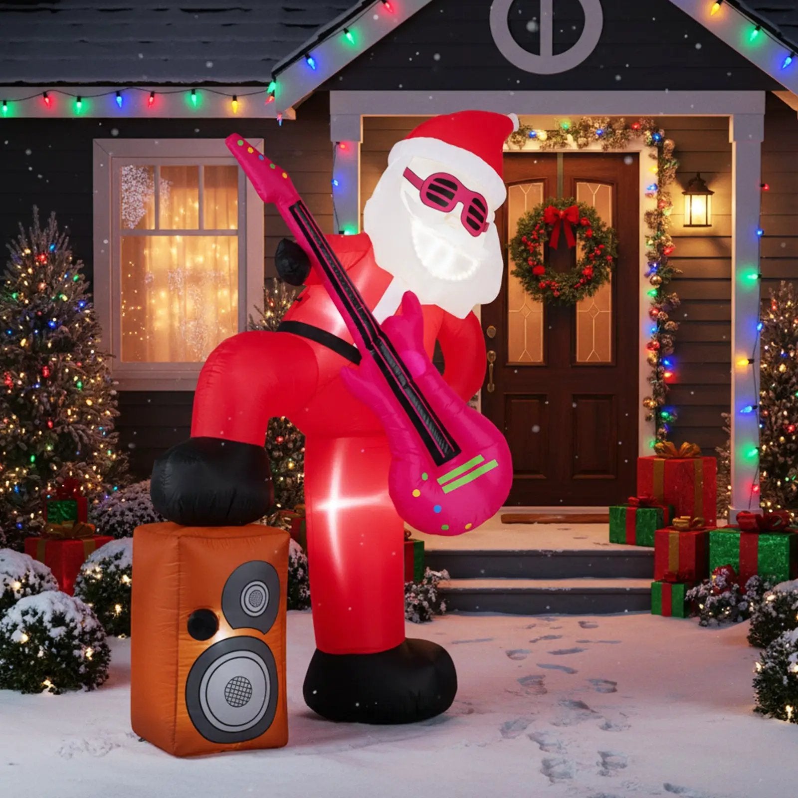 8.4 ft Inflatable Santa Claus with Sound-synced Light Effect and LED L