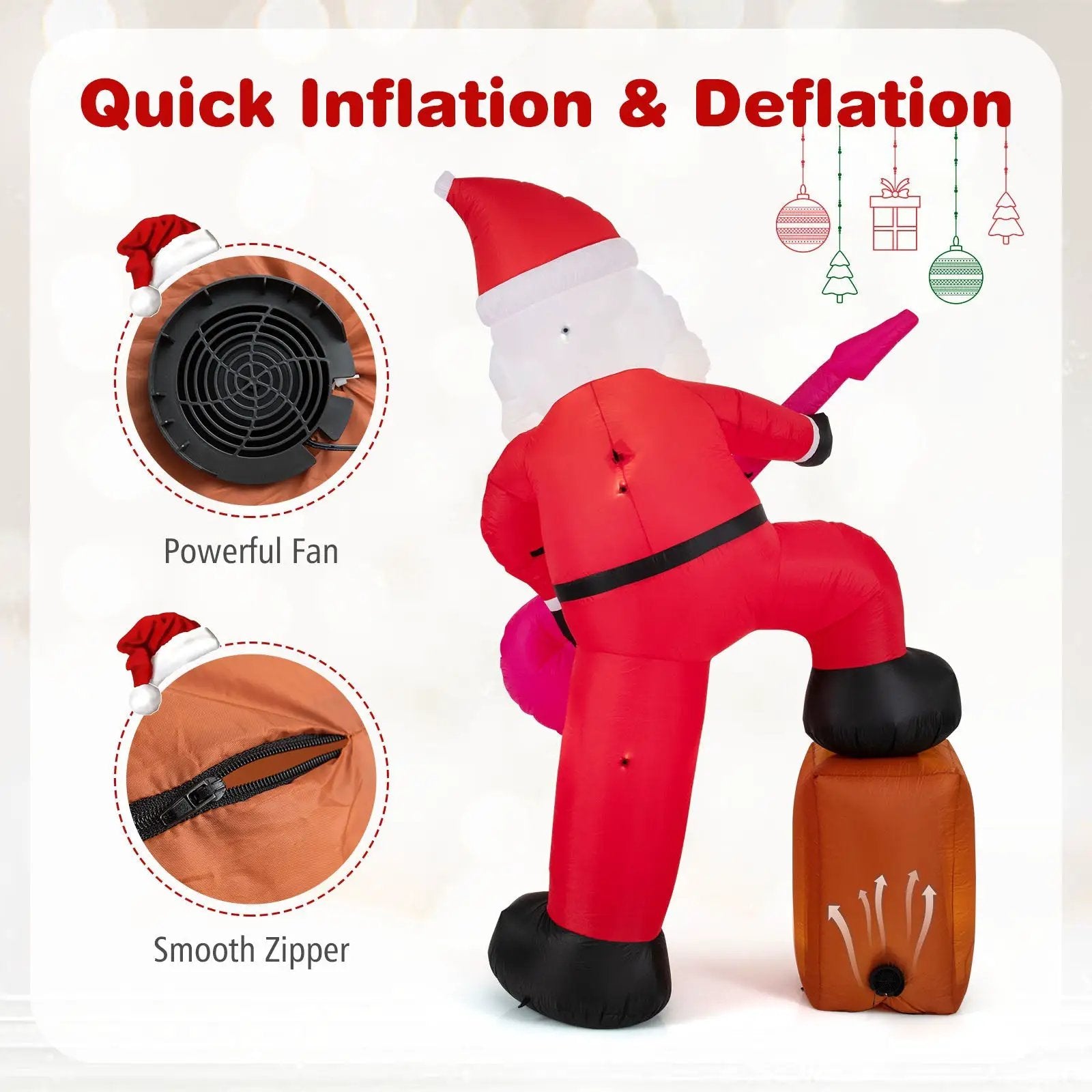 8.4 ft Inflatable Santa Claus with Sound-synced Light Effect and LED Lights by DirectDeals