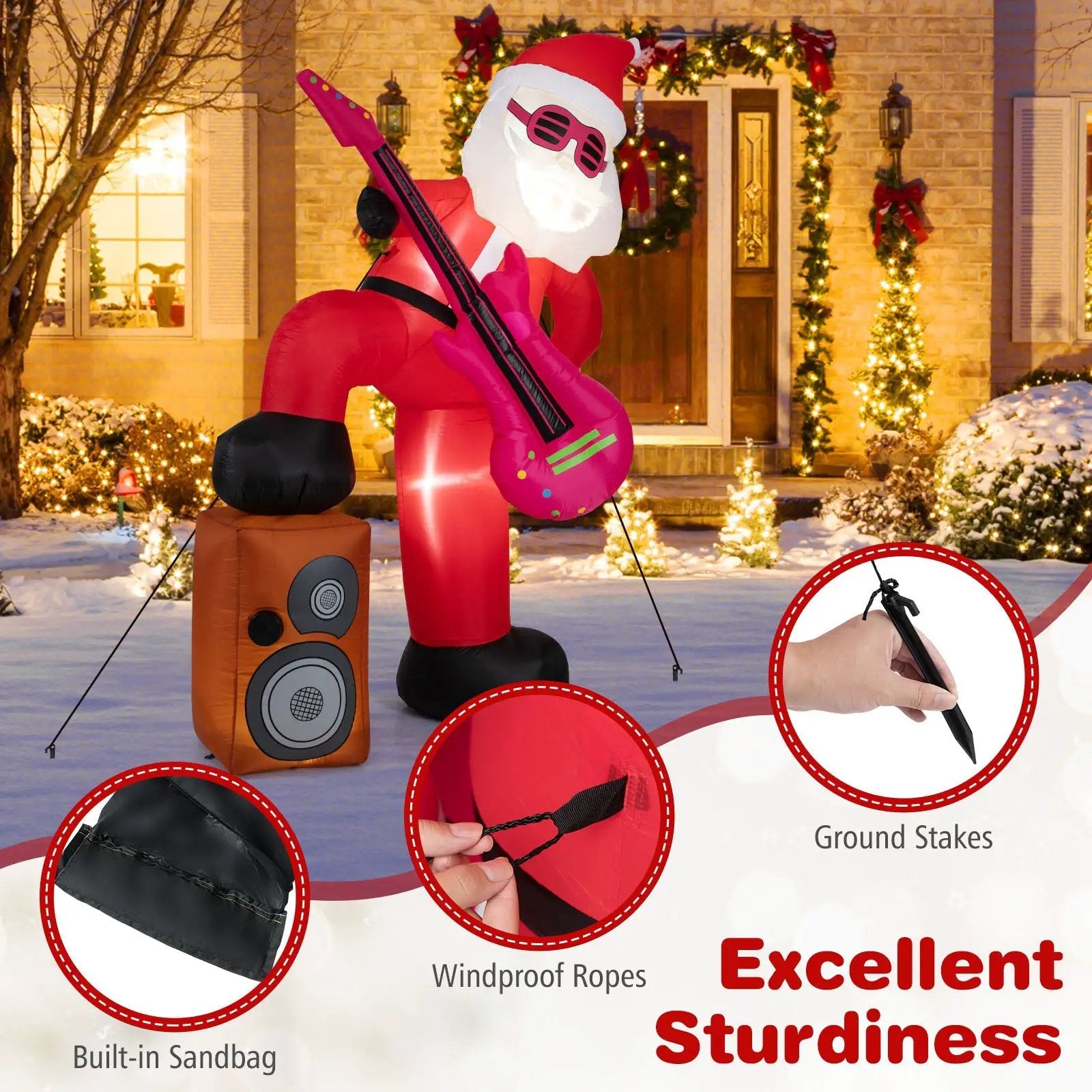 8.4 ft Inflatable Santa Claus with Sound-synced Light Effect and LED L