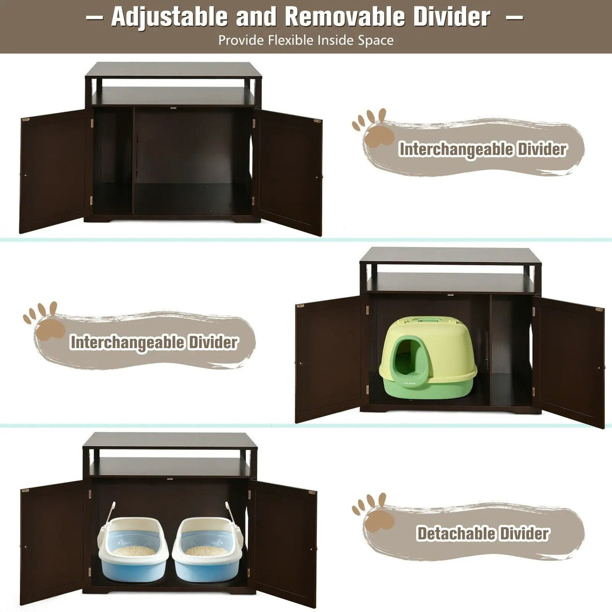 Wooden Cat Litter Box Enclosure Hidden Cat Washroom with Storage Layer by DirectDeals