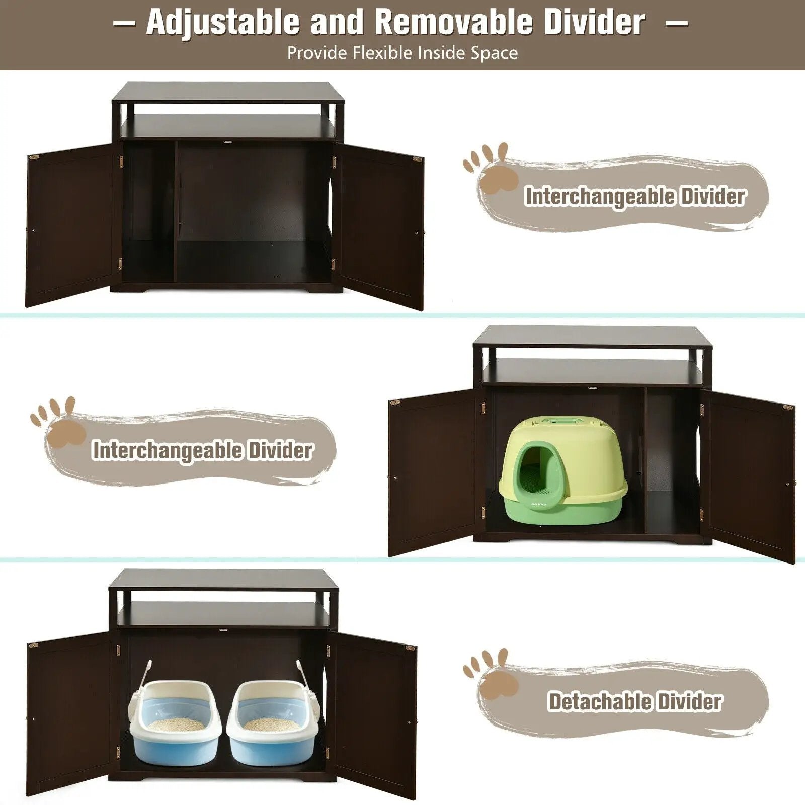 Wooden Cat Litter Box Enclosure Hidden Cat Washroom with Storage Layer by DirectDeals