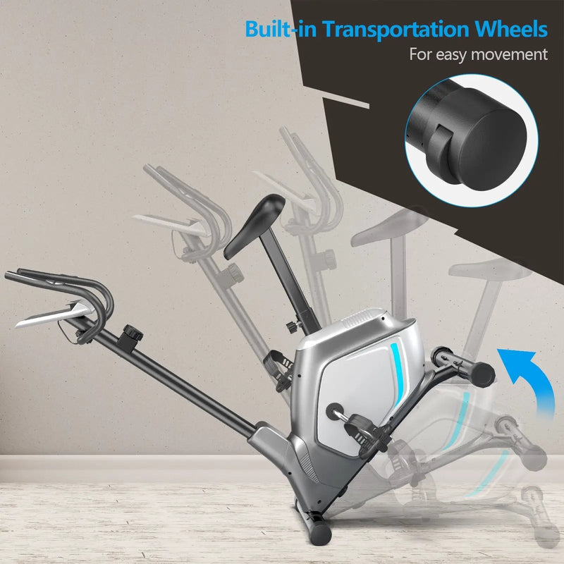 Magnetic Stationary Upright Exercise Bike with LCD Monitor and Pulse Sensor by DirectDeals