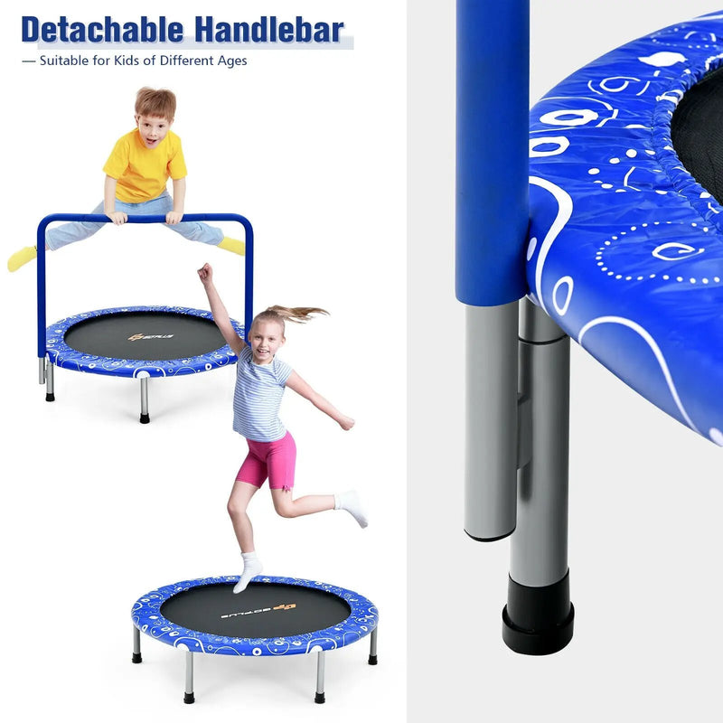 36 Inch Kids Trampoline Mini Rebounder with Full Covered Handrail by DirectDeals