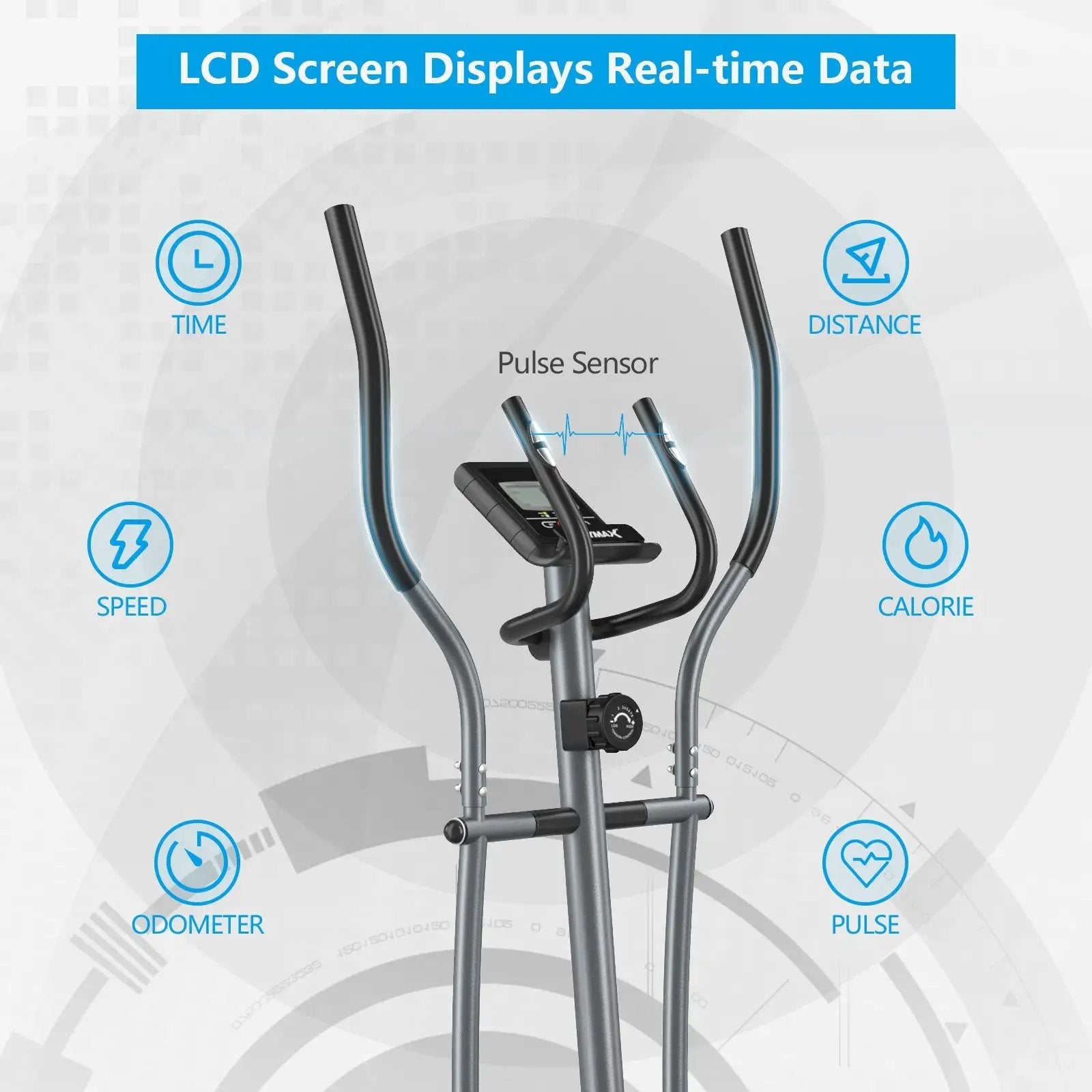 Elliptical Magnetic Cross Trainer with LCD Monitor and Pulse Sensor by DirectDeals