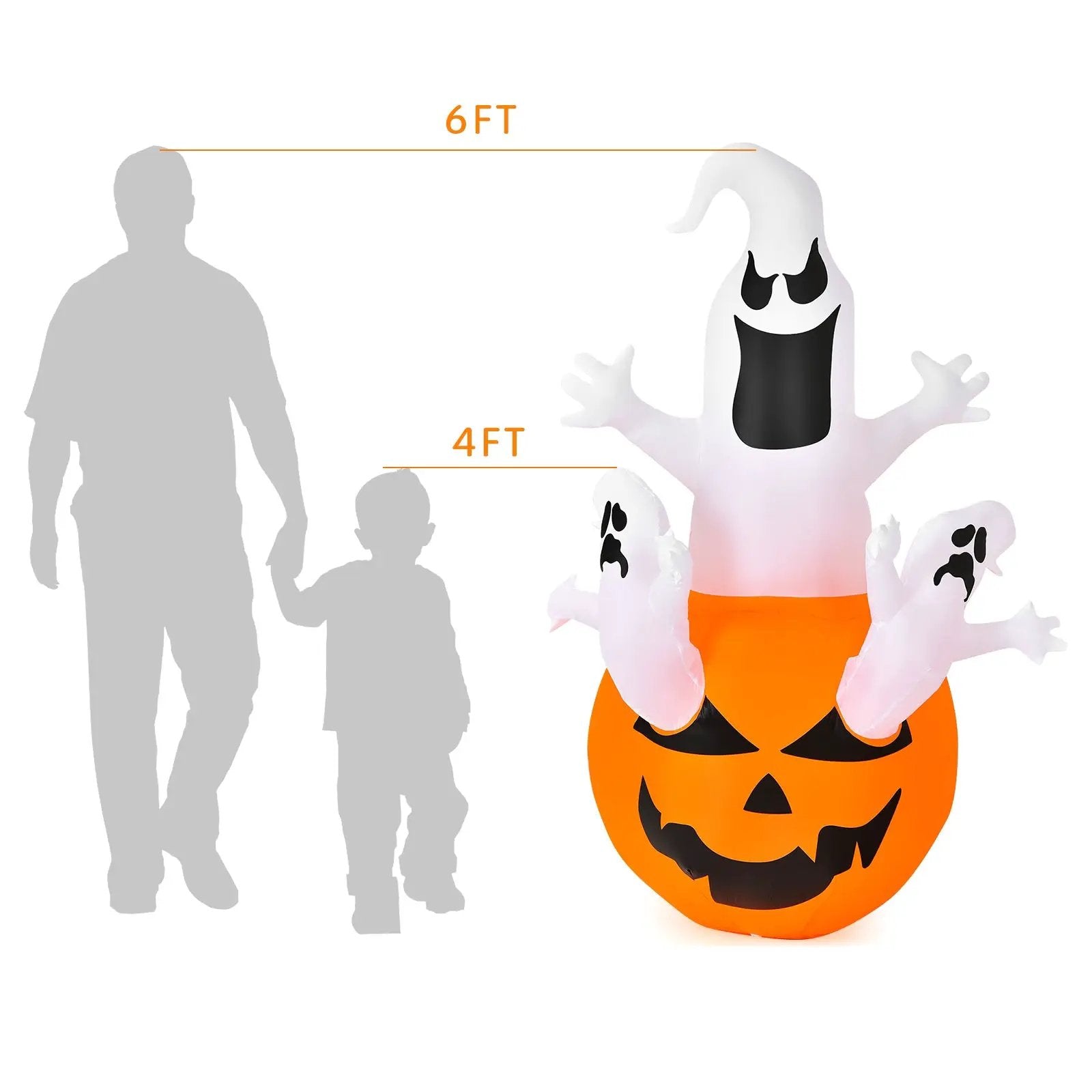 6 Feet Pumpkin-Halloween Blow Up Yard Decorations with Build-in LED Light by DirectDeals