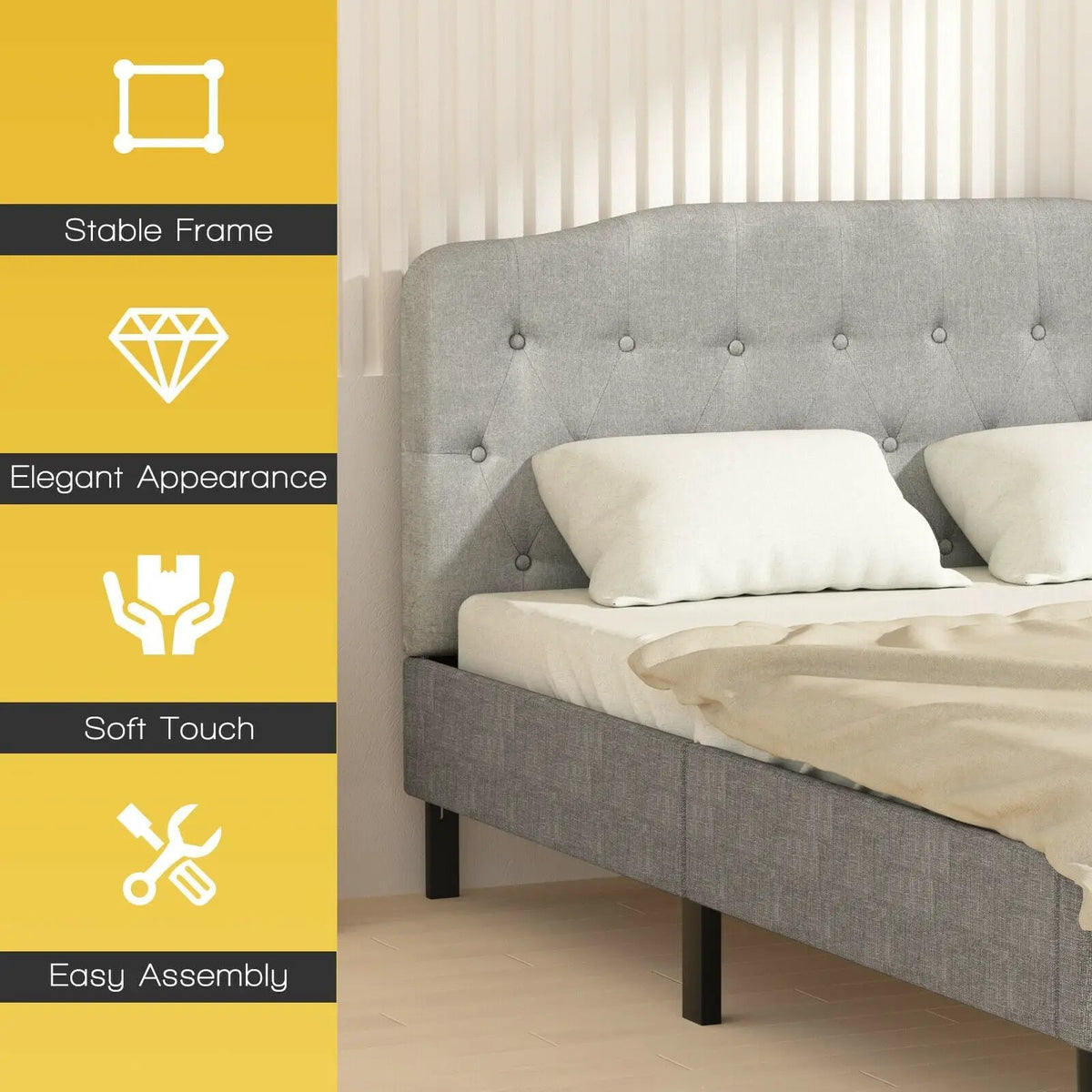 Queen Upholstered Headboard with Adjustable Heights by DirectDeals