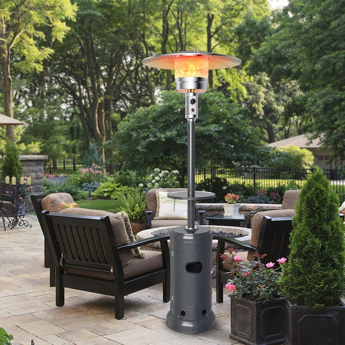 Outdoor Heater Propane Standing LP Gas Steel with Table by DirectDeals
