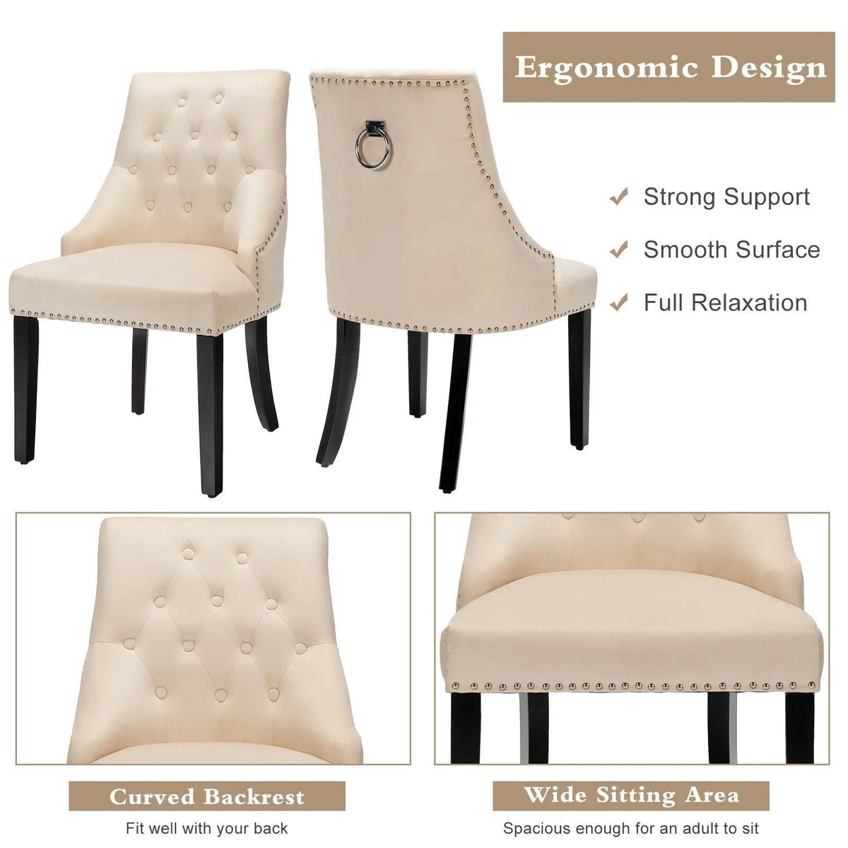 Modern Upholstered Button-Tufted Dining Chair with Naild Trim by DirectDeals