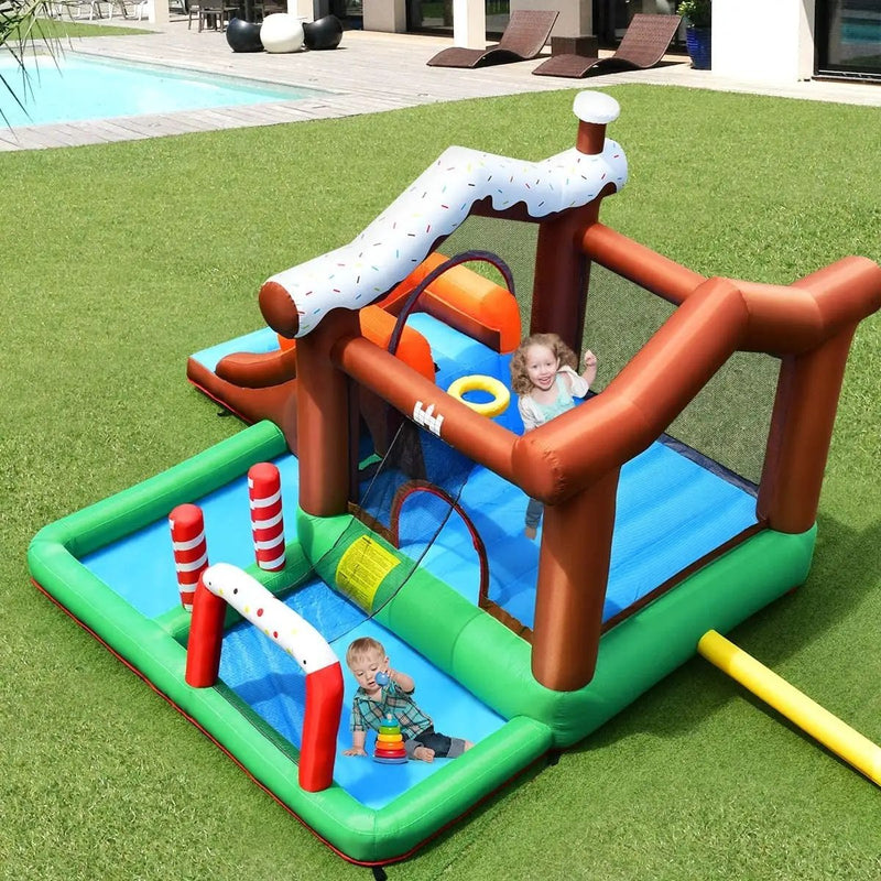 Outdoor Indoor Inflatable Kids Bounce House with 480W Air Blower by DirectDeals
