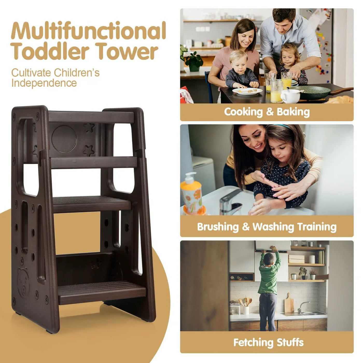 Kids Kitchen Step Stool with Double Safety Rails by DirectDeals