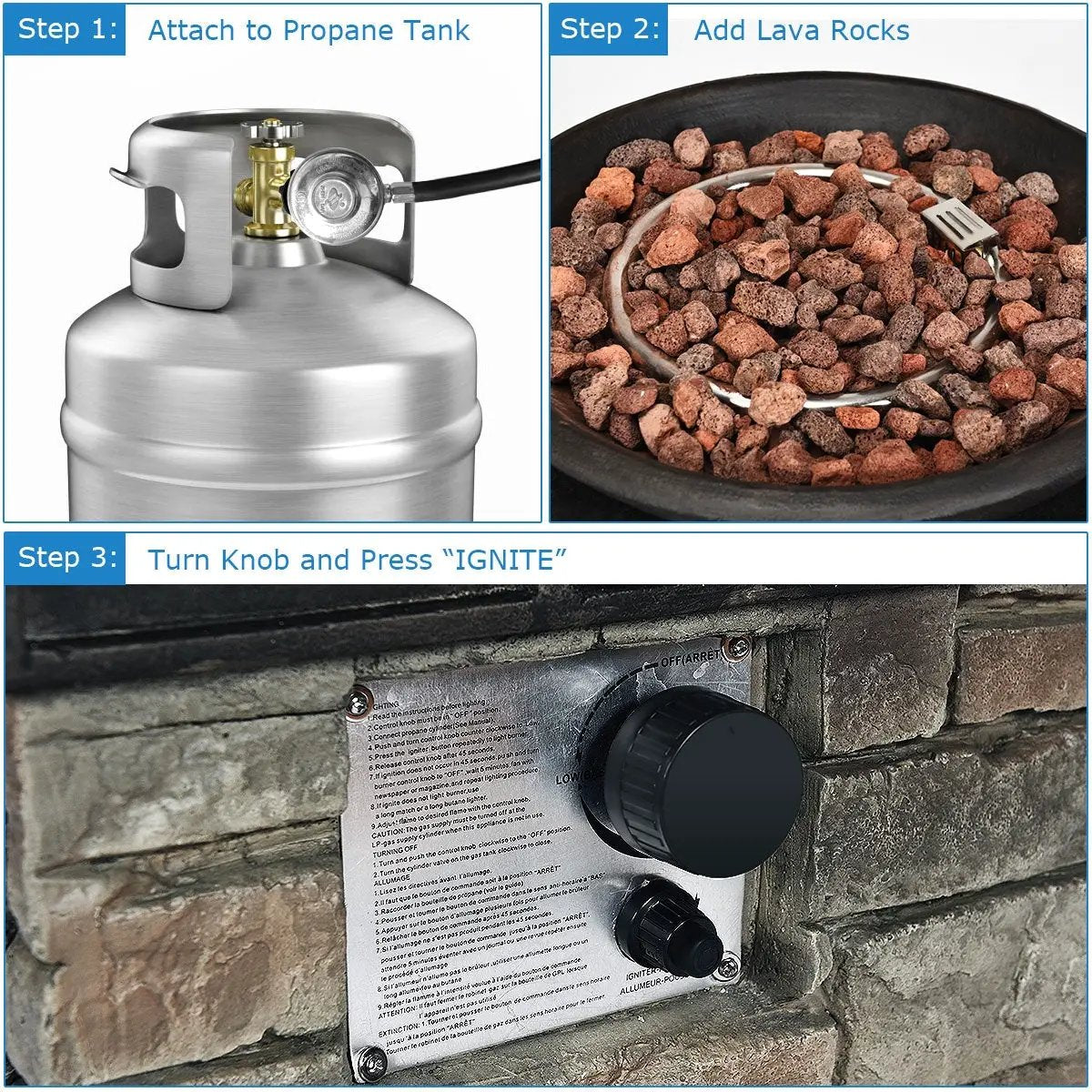 40000BTU Outdoor Propane Burning Fire Bowl Column Realistic Look Firepit Heater by DirectDeals