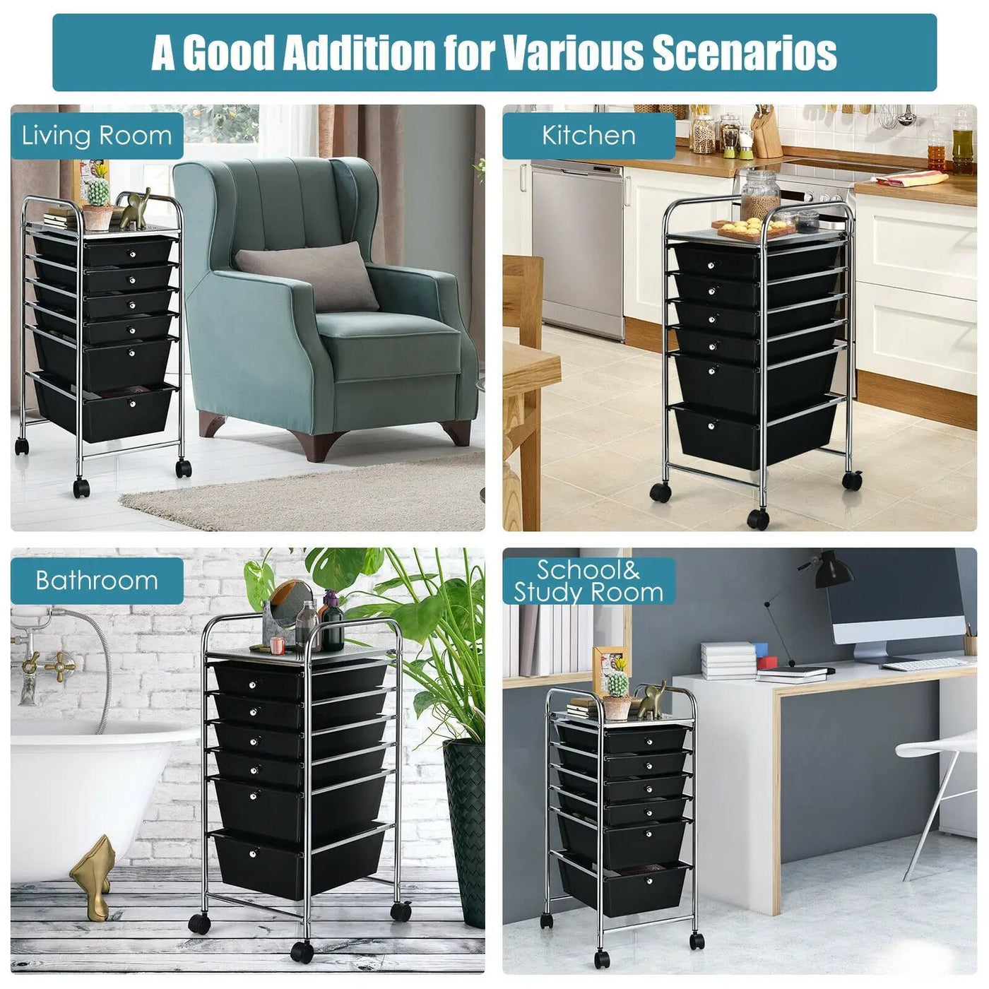 6 Drawers Rolling Storage Cart Organizer by DirectDeals