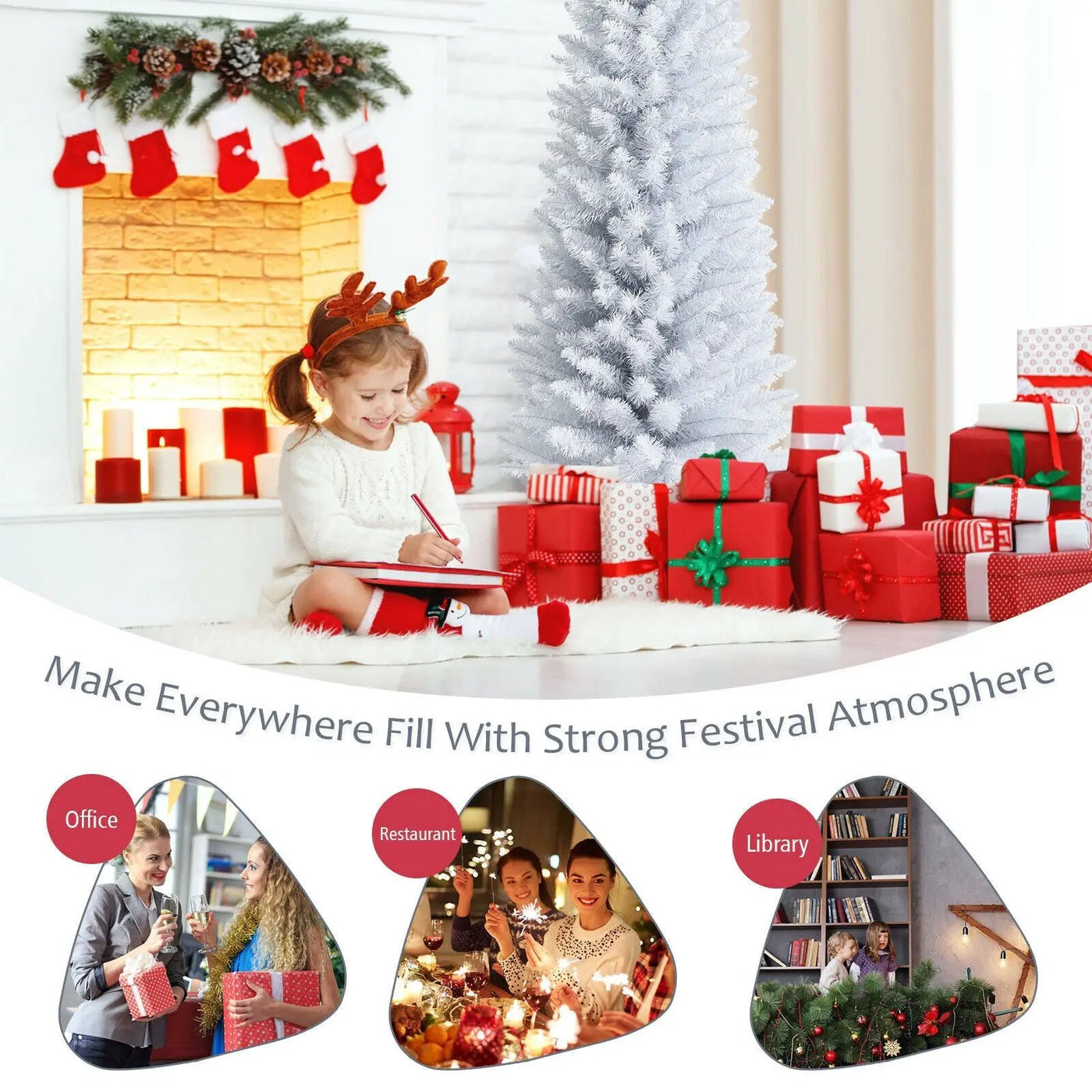 6 Feet Unlit Artificial Slim Pencil Christmas Tree with Metal Stand by DirectDeals