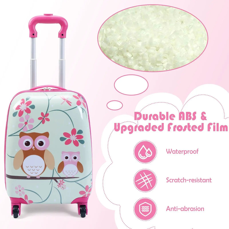 2 Pieces 12 Inch 16 Inch Green ABS Kids Suitcase Luggage Set by DirectDeals