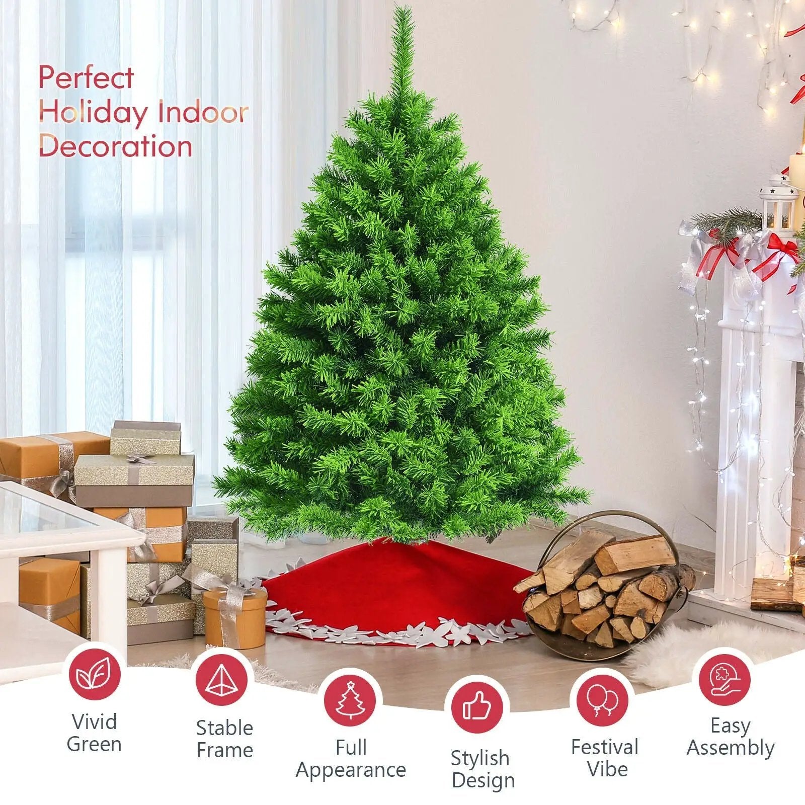 Snow Flocked Artificial Christmas Tree with Metal Stand by DirectDeals